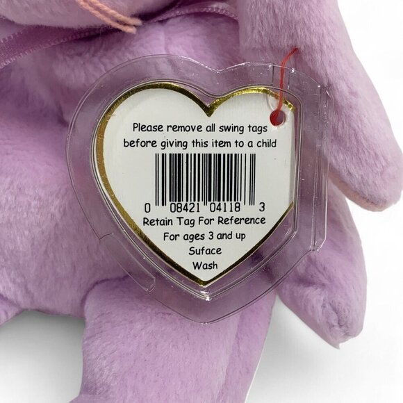 TY Beanie Babies "Floppity" The Purple Bunny 8" Plush Toy Collectible 1996 NWT - Picture 4 of 6